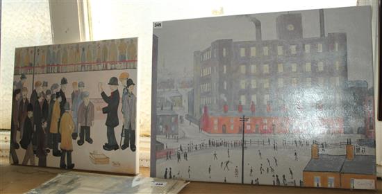 2 copies in the style of Lowry